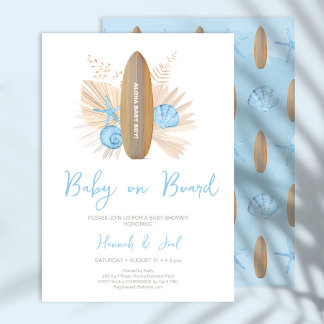 Boy Baby on Board Blue Baby Shower Invitation
