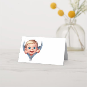 Boy Baby Peeking out Baby Shower Place Card