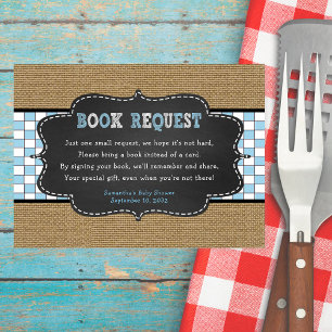 Boy Baby Q, BBQ Baby Shower book request card