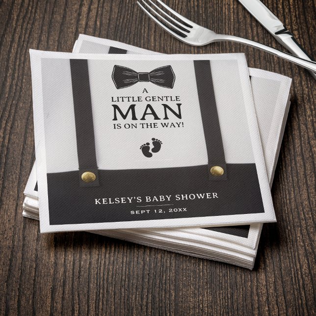 Boy Baby Shower A Little Gentleman Suspenders Napkin (Creator Uploaded)