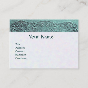 BOY BABY SHOWER ANTIQUE BLUE FLORAL MONOGRAM BUSINESS CARD