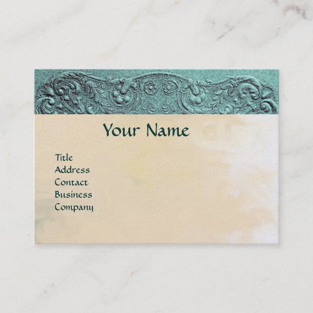 BOY BABY SHOWER ANTIQUE PINK BLUE FLORAL MONOGRAM BUSINESS CARD (Front)