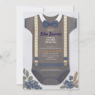 Boy baby shower autum fall blue burlap bodysuit  invitation