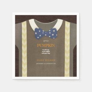 Boy baby shower autum fall blue burlap bodysuit napkin