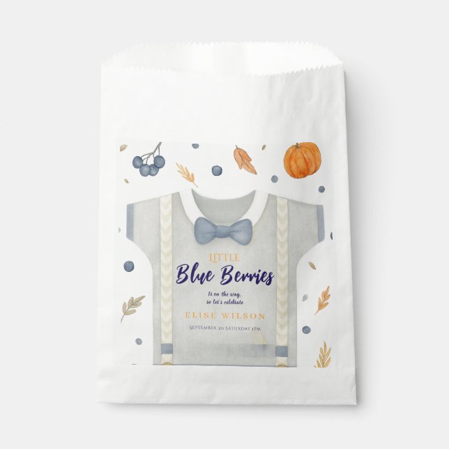 Boy baby shower autum fall burlap bodysuit  invita favour bags (Front)