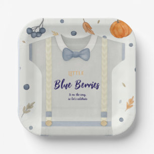 Boy baby shower autum fall burlap bodysuit paper plate