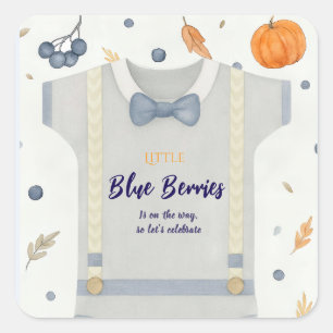 Boy baby shower autum fall burlap bodysuit square sticker