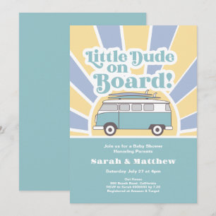 Boy baby shower, baby on board invitation