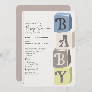 Boy Baby Shower Blocks Invitation
