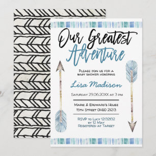 Boy baby shower Blue adventure invitation