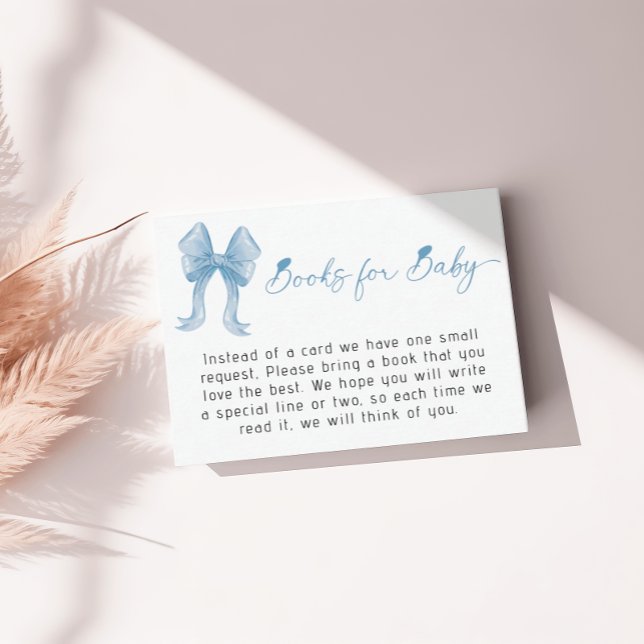 Boy Baby Shower Blue Bow Books for Baby Enclosure Card (Creator Uploaded)