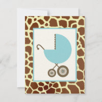 Boy Baby Shower - Blue Carriage & Giraffe Print