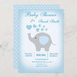 Boy Baby Shower Blue Elephant Invitation
