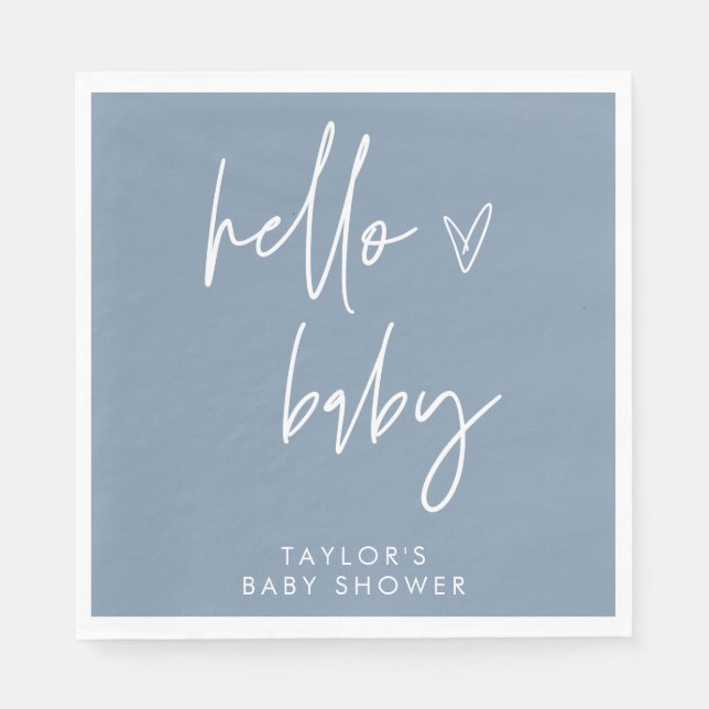 Boy Baby Shower Blue Paper Napkin Boho Decor (Front)