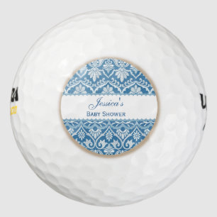 BOY BABY SHOWER Blue Vintage Damask Pattern A43 Golf Balls