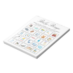 Boy baby shower, boy birthday bingo game tear offs notepad
