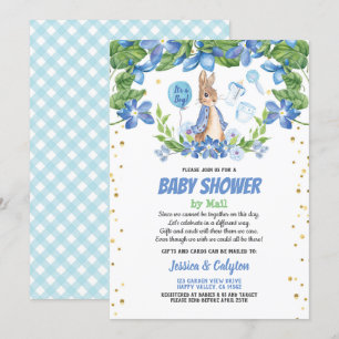 Boy baby shower by mail Bunny Rabbit blue Invitation