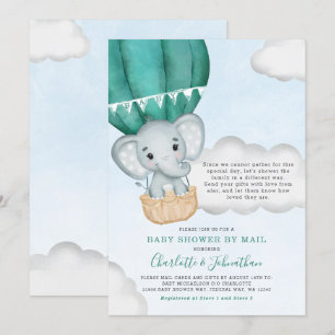 Boy Baby Shower By Mail Elephant Teal Invitation