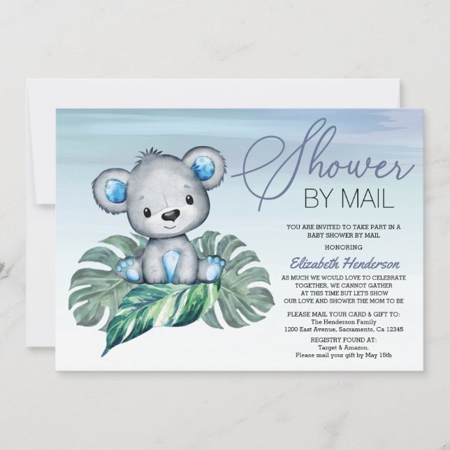 Boy Baby Shower By Mail Invitation (Front)