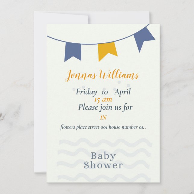 Boy Baby shower card, blue baby shower card (Front)