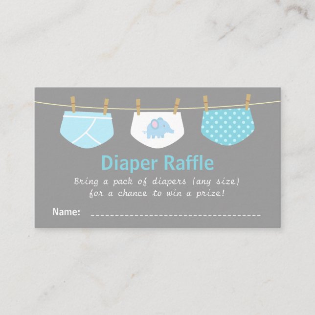 Boy Baby Shower, Cute Diaper Raffle Tickets Enclosure Card (Front)