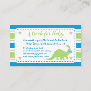 Boy Baby Shower Dinosaur Bring A Book Card