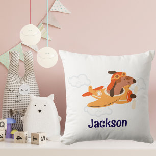 Boy  Baby Shower Dog Pilot Airplane Cloud Funny Cushion