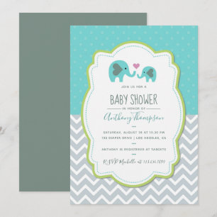 Boy Baby Shower Elephants Invitation