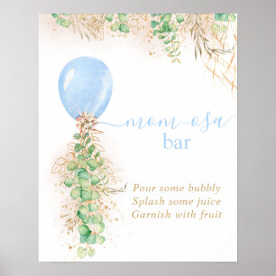 Boy Baby Shower Eucalyptus Balloon Momosa Bar Post Poster
