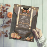 Boy Baby Shower Fall Pumpkin Rustic Burlap Wood Invitation<br><div class="desc">Rustic Fall Boy Baby Shower Invitation with Bow Tie Burlap Wood Chevron and Orange Pumpkin Illustrations</div>