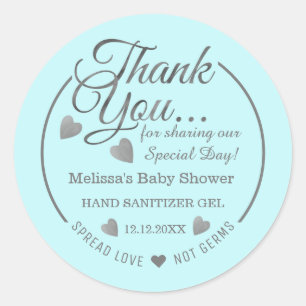Boy Baby Shower Favour Spread Love Silver Thank Yo Classic Round Sticker