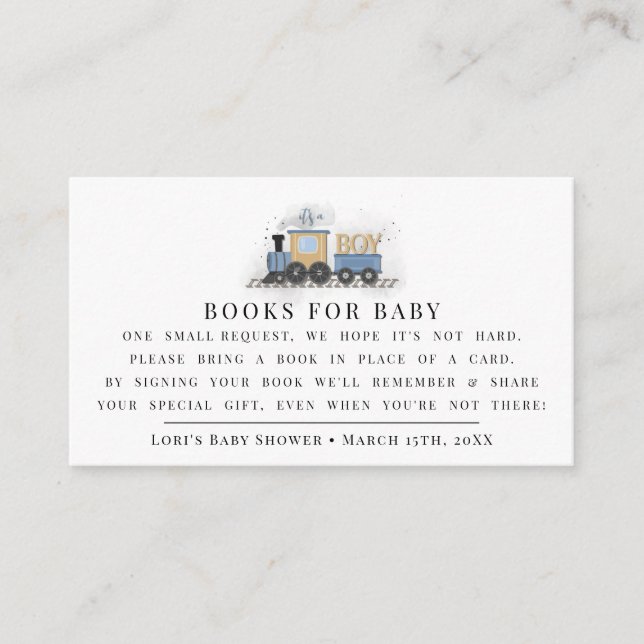Boy Baby Shower Favours| It's A Boy | Train Enclosure Card (Front)