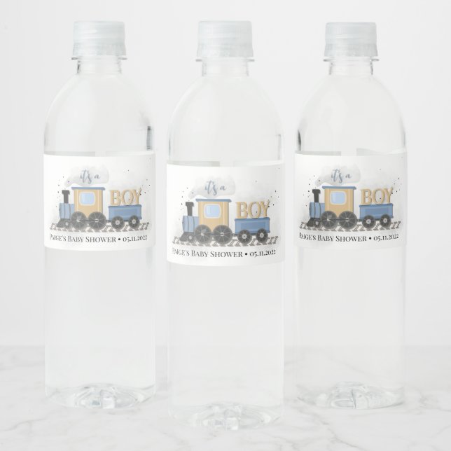 Boy Baby Shower Favours| It's A Boy | Train Water Bottle Label (Bottles)