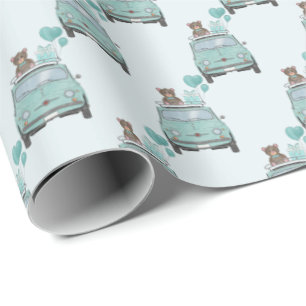 Boy Baby Shower Fiat 500  Wrapping Paper
