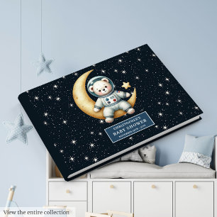 Boy Baby Shower Guest Book Space Teddy Bear