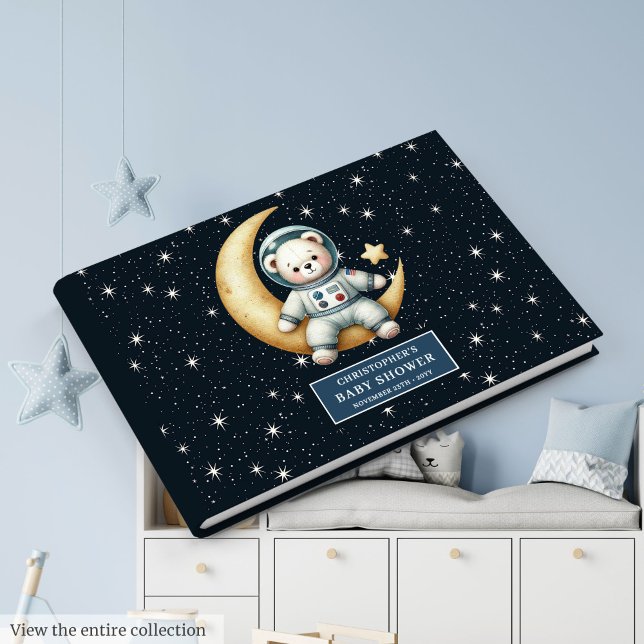 Boy Baby Shower Guest Book Space Teddy Bear (Boy Baby Shower Guest Book Space Teddy Bear)