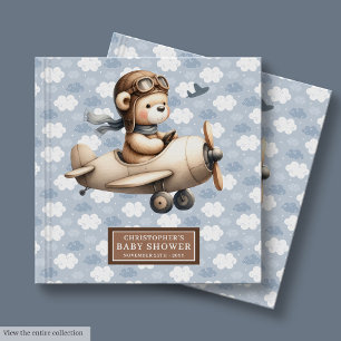 Boy Baby Shower Guest Book Teddy Bear Pilot Theme