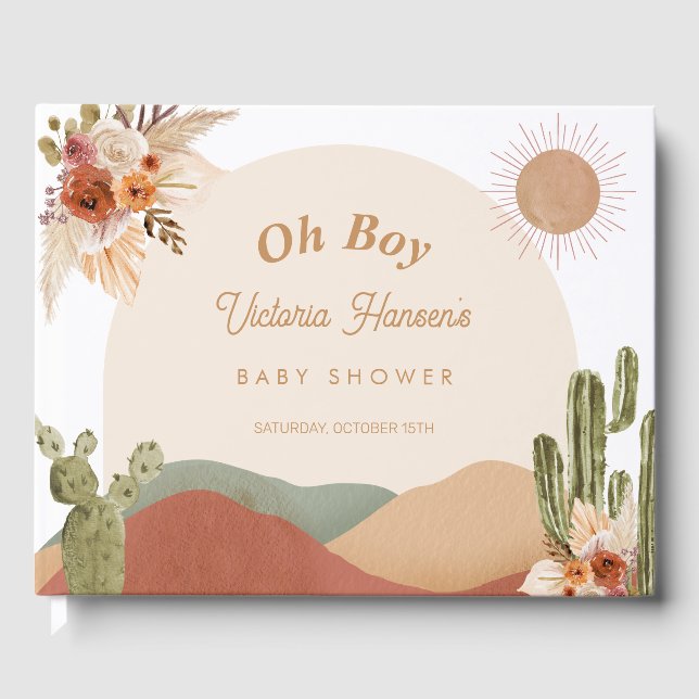 Boy Baby Shower Guestbook Boho Desert Southwestern (Front)