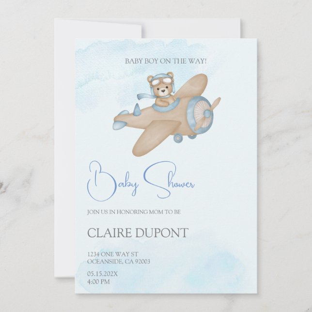 Boy baby shower invitation  (Front)