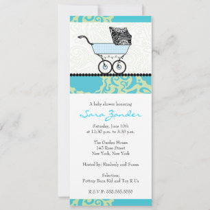 Boy Baby Shower Invitation - Baby Carriage