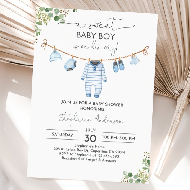 Boy Baby Shower Invitation Baby Clothes Invite A  (Creator Uploaded)