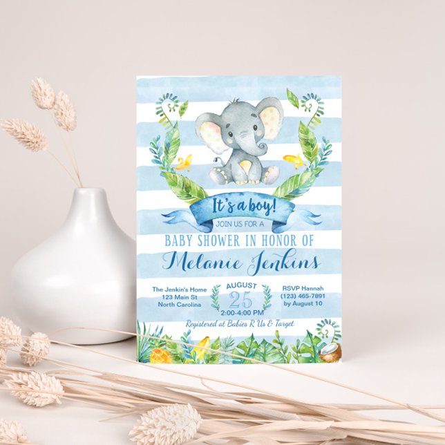 Boy Baby Shower Invitation, Elephant Baby Shower Invitation (Creator Uploaded)