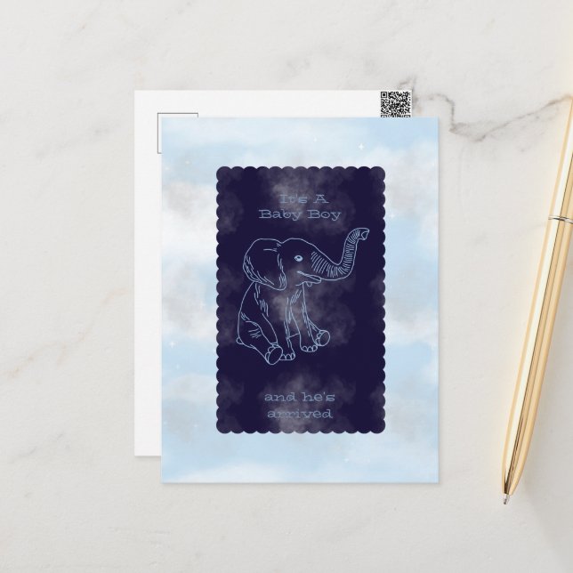 Boy Baby Shower Invitation Postcard (Front/Back In Situ)