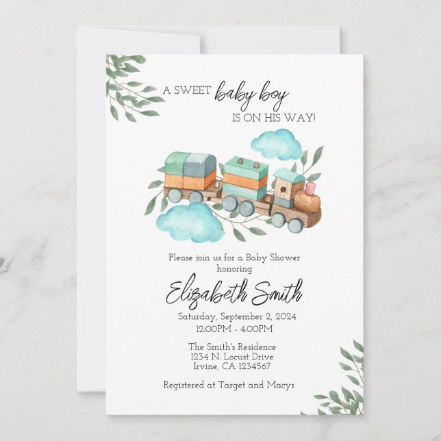 Boy Baby Shower Invitation Template (Front)
