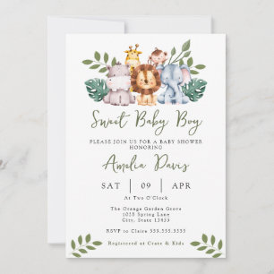 Boy Baby Shower Invitation Template Safari Jungle