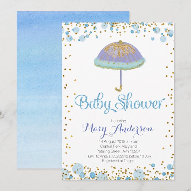 BOY Baby Shower Invitation umbrella (Front/Back)