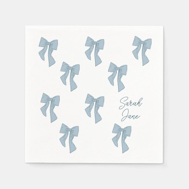 Boy Baby shower invitation with a bow Napkin (Front)