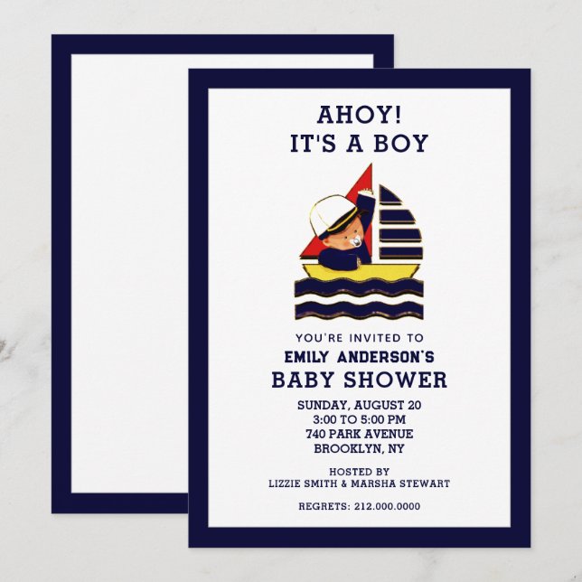 Boy Baby Shower Invitations (Front/Back)