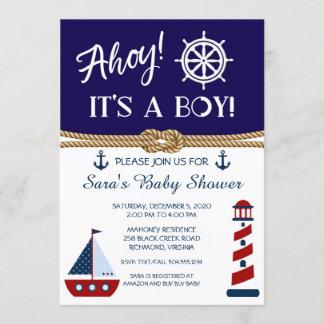 Boy Baby Shower Invitations, Nautical Shower Invitation