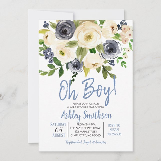 Boy Baby Shower Invitations, oh boy Invitation (Front)